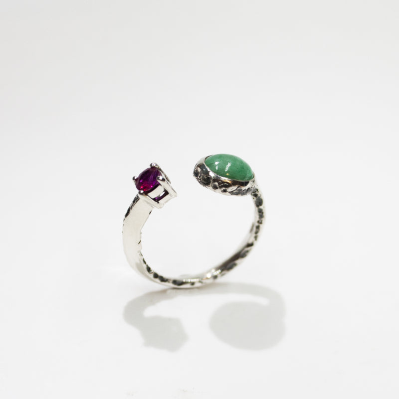 Anello Ritorto Rubino Smeraldo